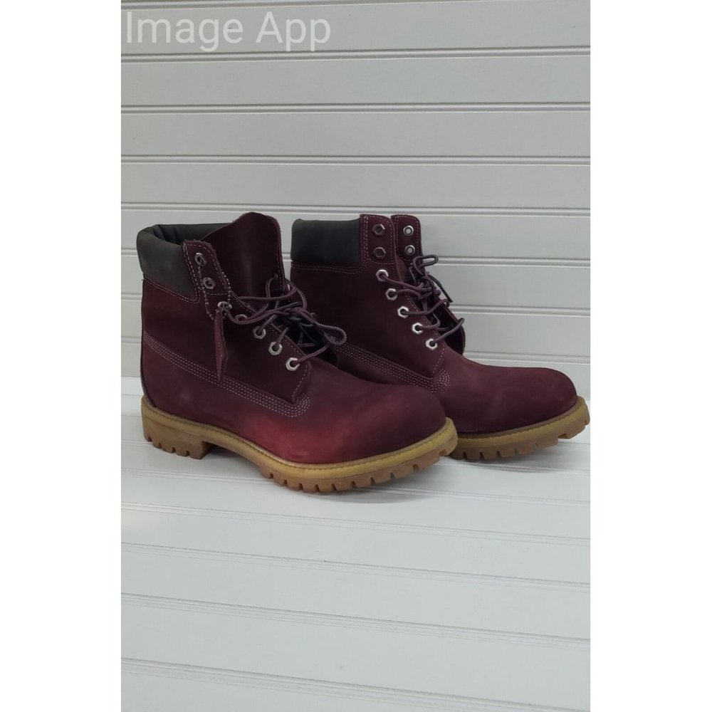 Men's Maroon Timberland Boot Leather Size 10